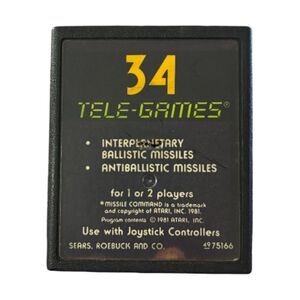 Missile Command Tele Games - Atari 2600 - Cartridge Only - Tested & Works